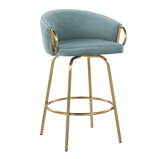 LumiSource Claire 26" Counter Stool, Set of 2, Gold/Blue