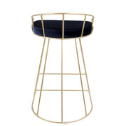 LumiSource Canary 26in Counter Stool Set of 2 | Glam Gold Metal and Blue Velvet | Kitchen Island & Bar Seating | Model B26-CNRYAU-BU2