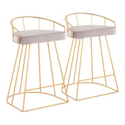 LumiSource Canary Counter Stool, Set of 2, Gold/Silver - B26-CNRYAUVSV2