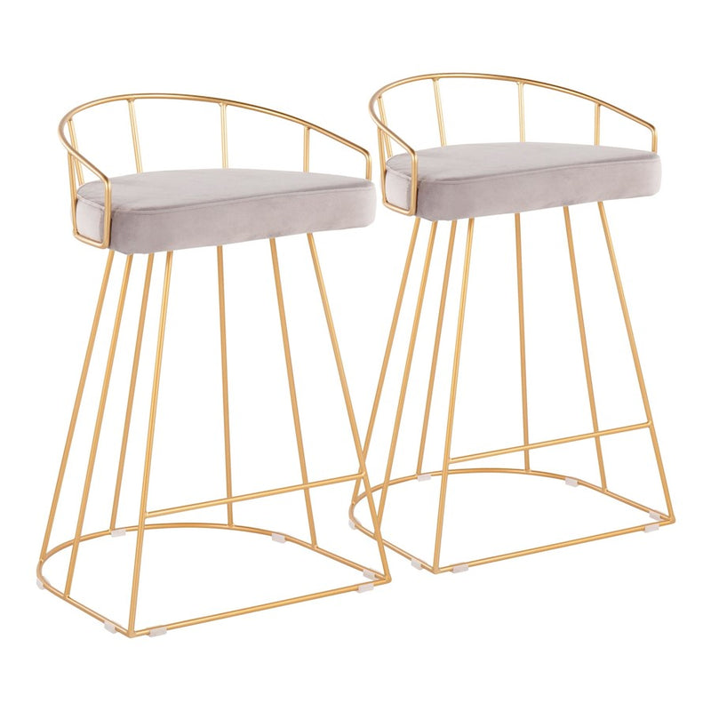 LumiSource Canary Counter Stool, Set of 2, Gold/Silver - B26-CNRYAUVSV2