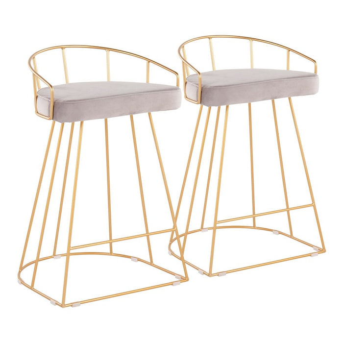 LumiSource Canary Counter Stool, Set of 2, Gold/Silver - B26-CNRYAUVSV2