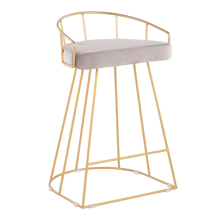 LumiSource Canary Counter Stool, Set of 2, Gold/Silver