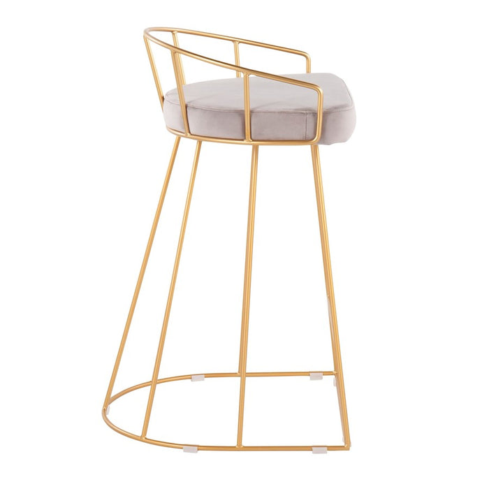 LumiSource Canary Counter Stool, Set of 2, Gold/Silver