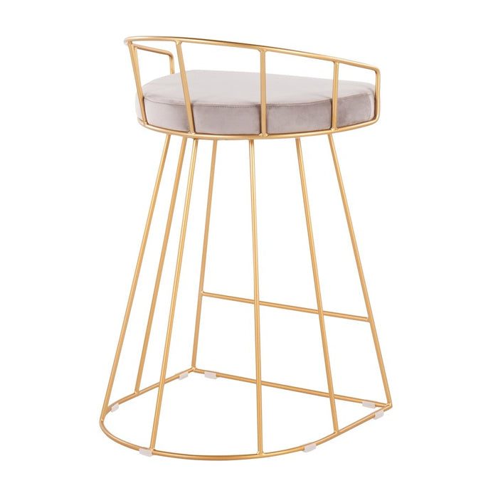 LumiSource Canary Counter Stool, Set of 2, Gold/Silver