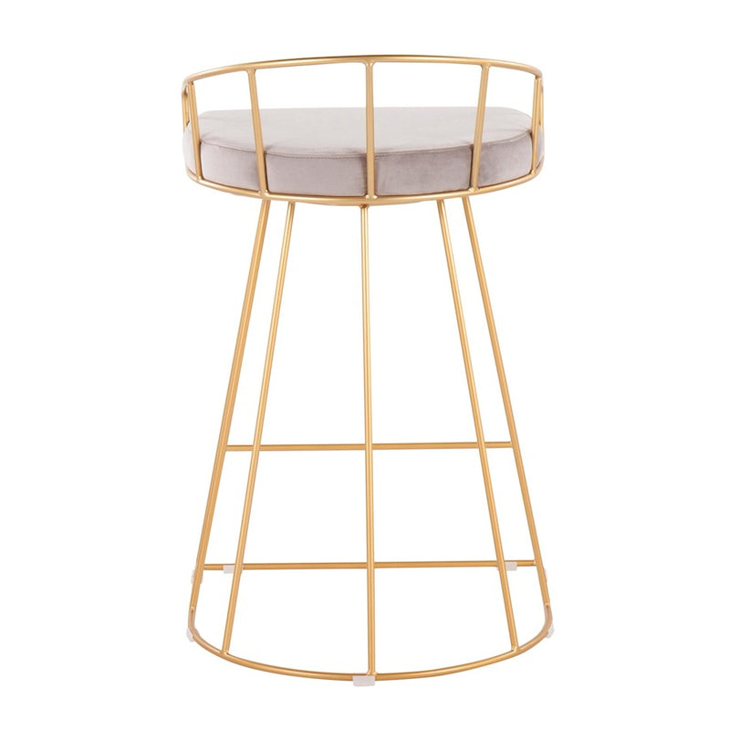 LumiSource Canary Counter Stool, Set of 2, Gold/Silver