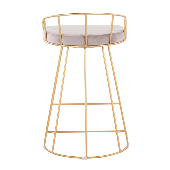 LumiSource Canary Counter Stool, Set of 2, Gold/Silver