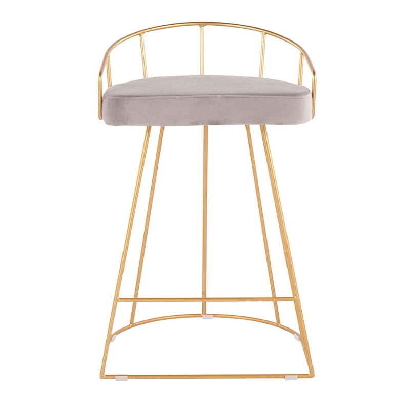 LumiSource Canary Counter Stool, Set of 2, Gold/Silver