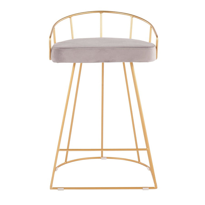 LumiSource Canary Counter Stool, Set of 2, Gold/Silver