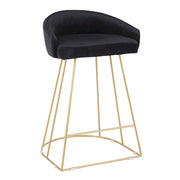 LumiSource Canary 26in Counter Stool Set of 2 | Glam Gold Metal and Black Velvet | Kitchen Island & Bar Seating | Model B26-CNRYUPAUBK2