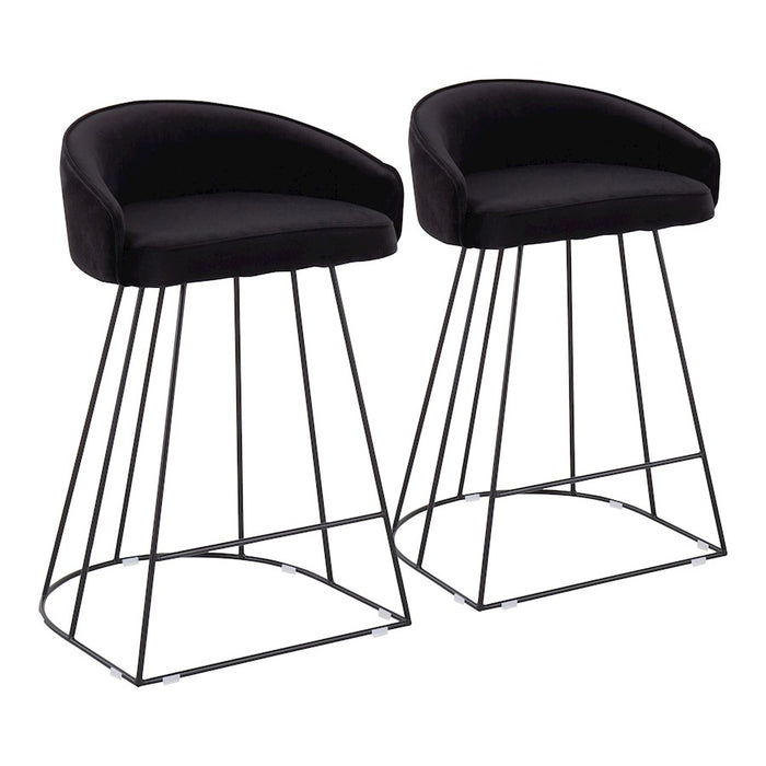 LumiSource Canary Upholstered Counter Stool, Set of 2, Black - B26-CNRYUPBKVBK2
