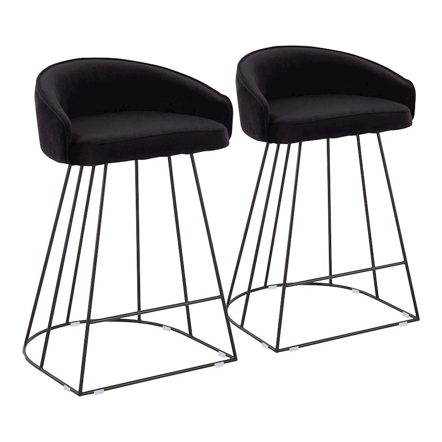 LumiSource Canary Upholstered Counter Stool, Set of 2, Black - B26-CNRYUPBKVBK2