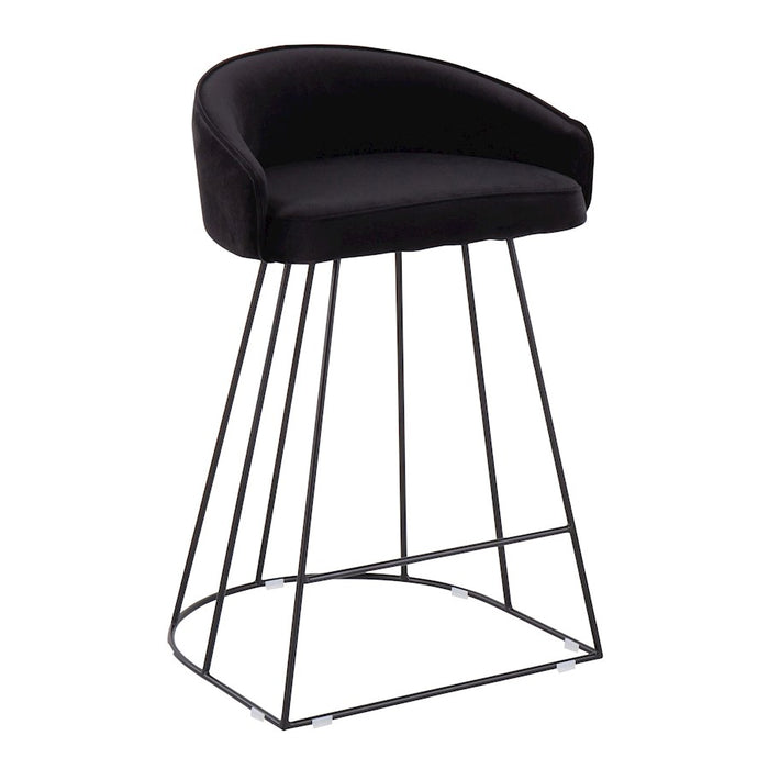 LumiSource Canary Upholstered Counter Stool, Set of 2, Black