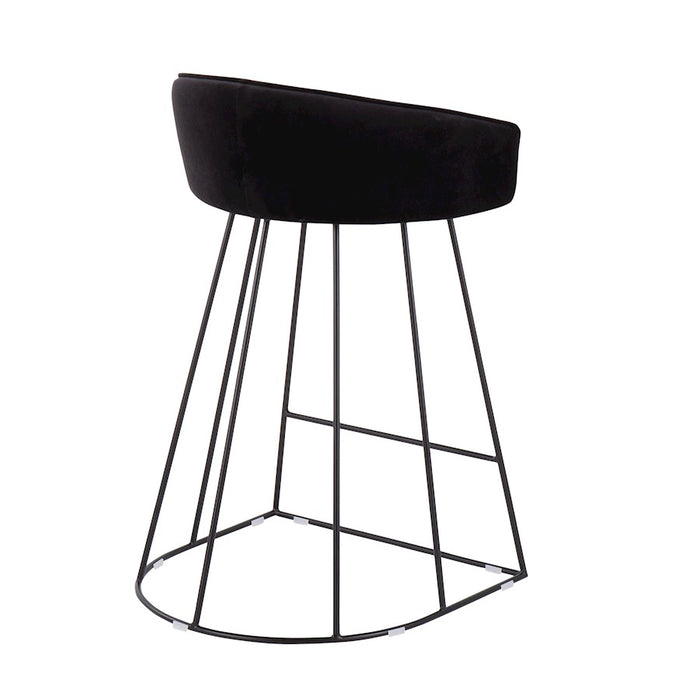 LumiSource Canary Upholstered Counter Stool, Set of 2, Black