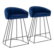 LumiSource Canary Counter Stool, Set of 2, Black/Blue - B26-CNRYUPBKVBU2