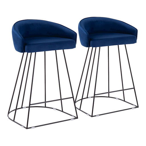 LumiSource Canary Counter Stool, Set of 2, Black/Blue - B26-CNRYUPBKVBU2