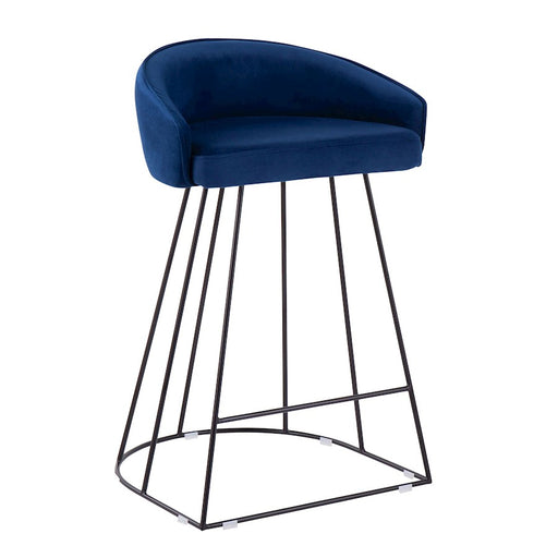 LumiSource Canary Counter Stool, Set of 2, Black/Blue