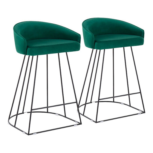 LumiSource Canary Counter Stool, Set of 2, Black/Green - B26-CNRYUPBKVGN2