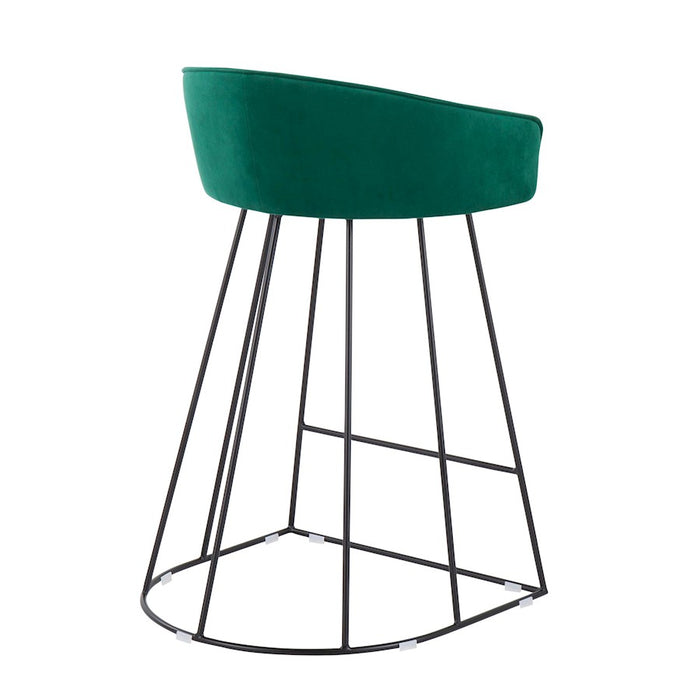 LumiSource Canary Counter Stool, Set of 2, Black/Green