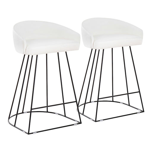 LumiSource Canary Counter Stool, Set of 2, Black/White - B26-CNRYUPBKVW2