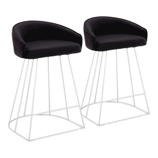 LumiSource Canary Counter Stool, Set of 2, Silver/Black - B26-CNRYUPSVVBK2