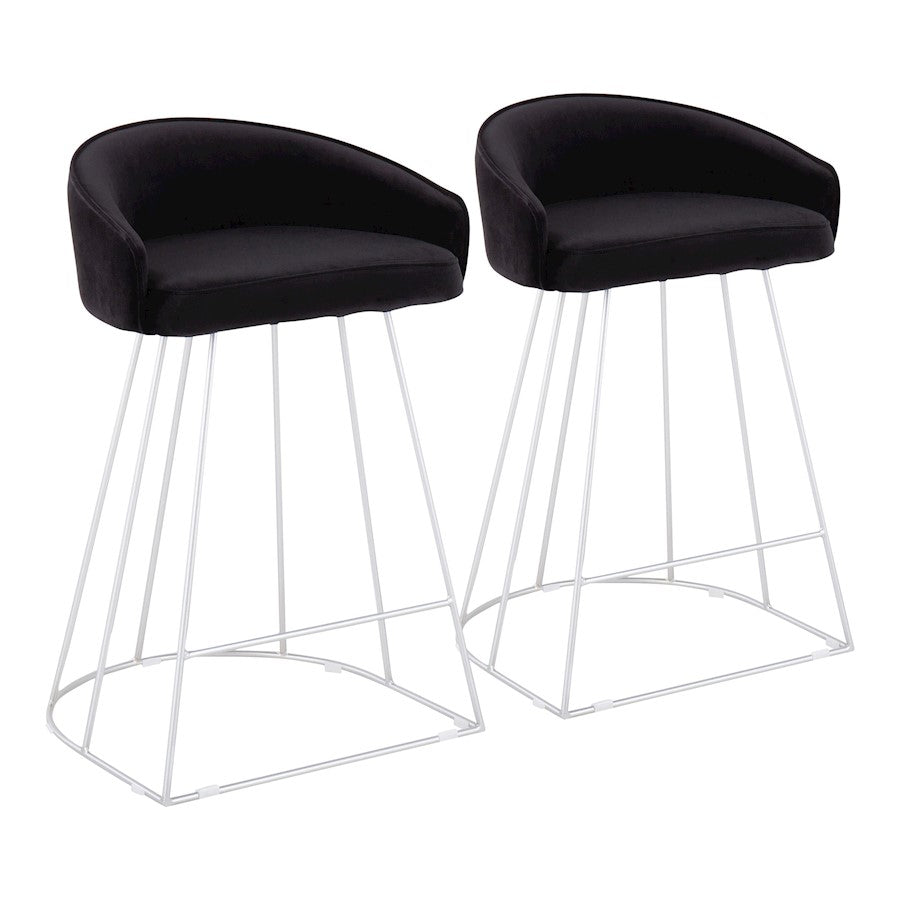 LumiSource Canary Counter Stool, Set of 2, Silver/Black - B26-CNRYUPSVVBK2