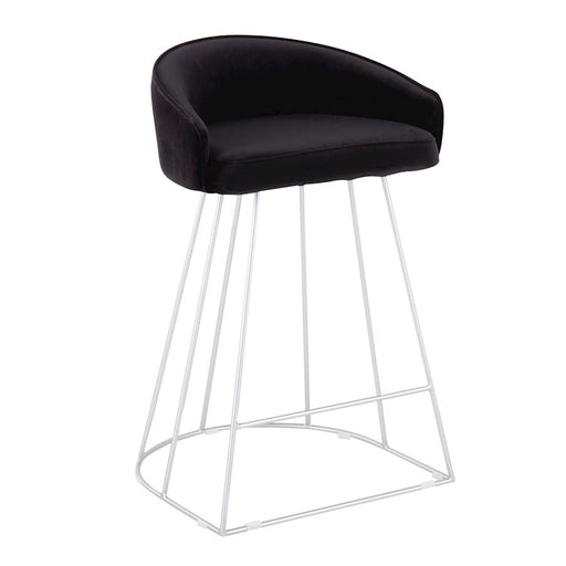 LumiSource Canary Counter Stool, Set of 2, Silver/Black