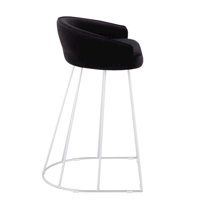 LumiSource Canary Counter Stool, Set of 2, Silver/Black