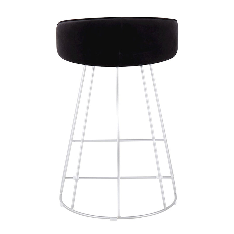 LumiSource Canary Counter Stool, Set of 2, Silver/Black