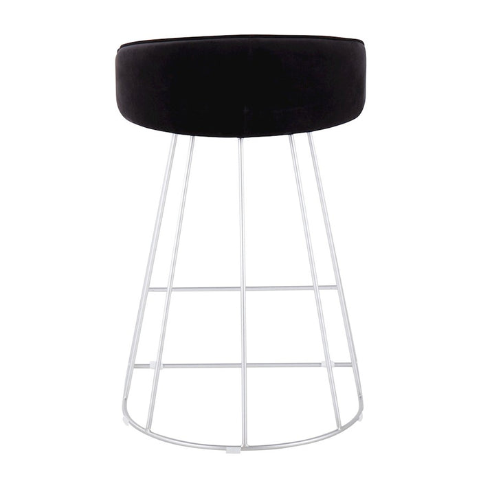 LumiSource Canary Counter Stool, Set of 2, Silver/Black