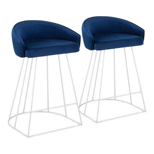 LumiSource Canary Counter Stool, Set of 2, Silver/Blue - B26-CNRYUPSVVBU2
