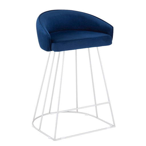 LumiSource Canary Counter Stool, Set of 2, Silver/Blue