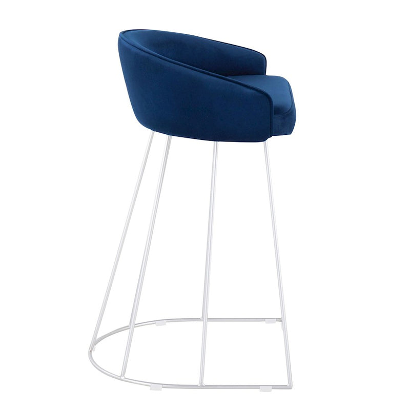LumiSource Canary Counter Stool, Set of 2, Silver/Blue
