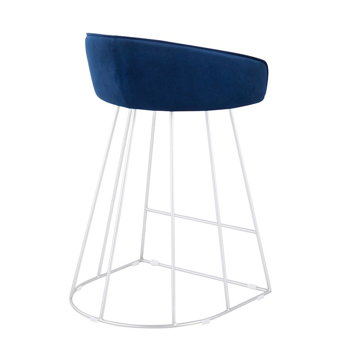 LumiSource Canary Counter Stool, Set of 2, Silver/Blue