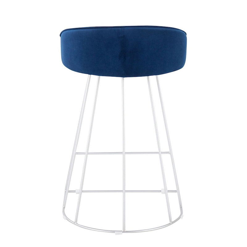 LumiSource Canary Counter Stool, Set of 2, Silver/Blue