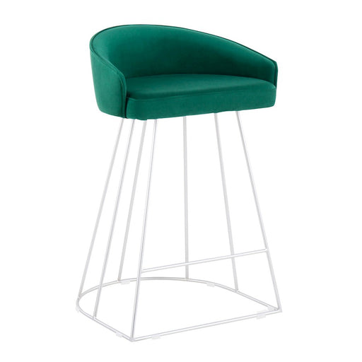 LumiSource Canary Counter Stool, Set of 2, Silver/Green