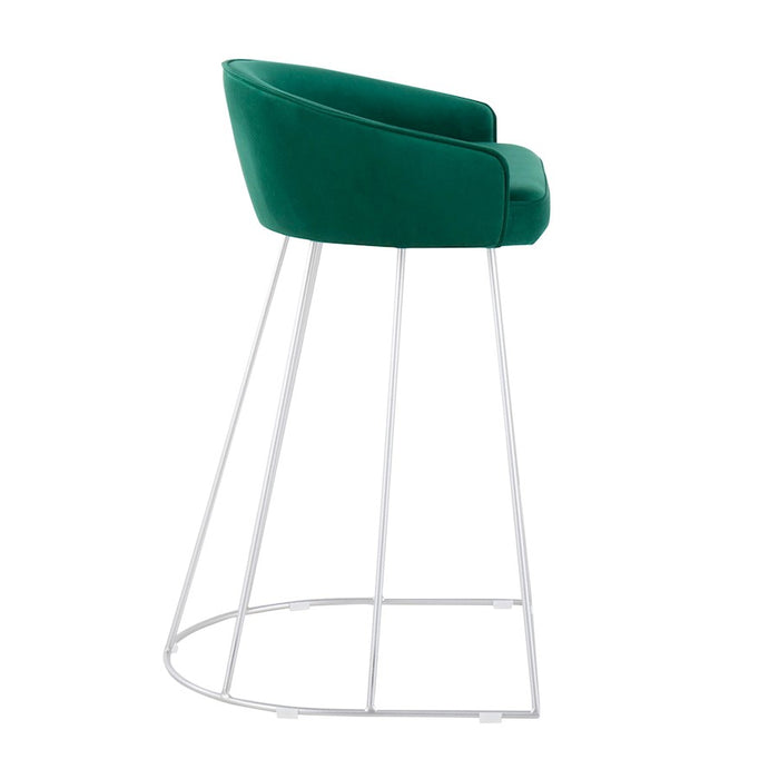 LumiSource Canary Counter Stool, Set of 2, Silver/Green