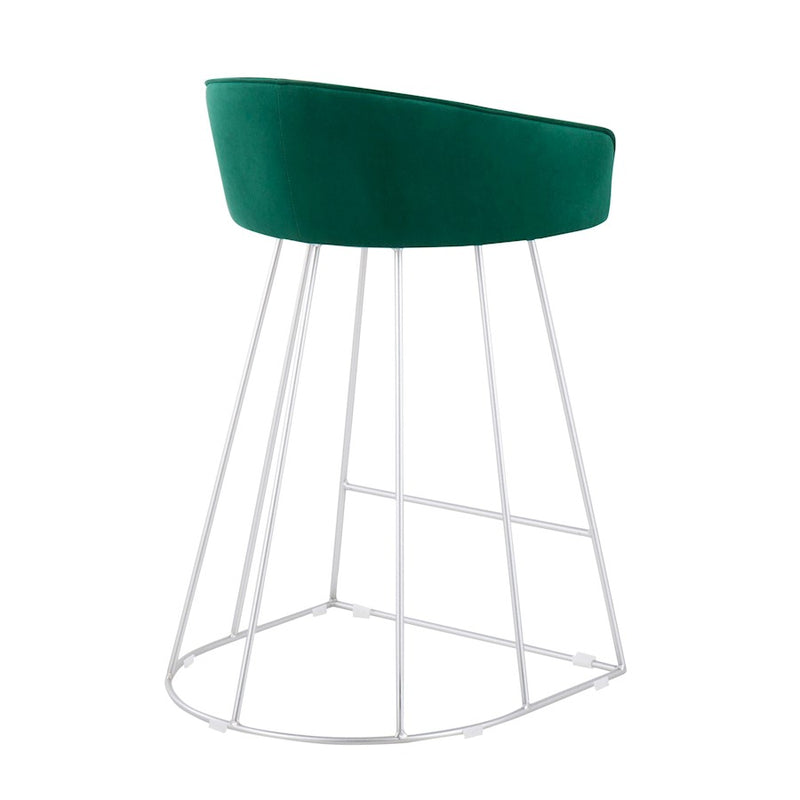 LumiSource Canary Counter Stool, Set of 2, Silver/Green