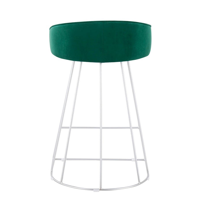 LumiSource Canary Counter Stool, Set of 2, Silver/Green