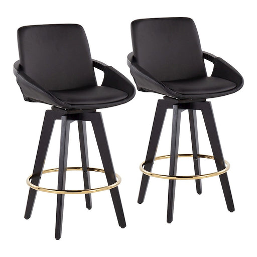 LumiSource Cosmo Counter Stool, Set/2, Black/Gold/Black - B26-COSMO2-SWVGBKBK2