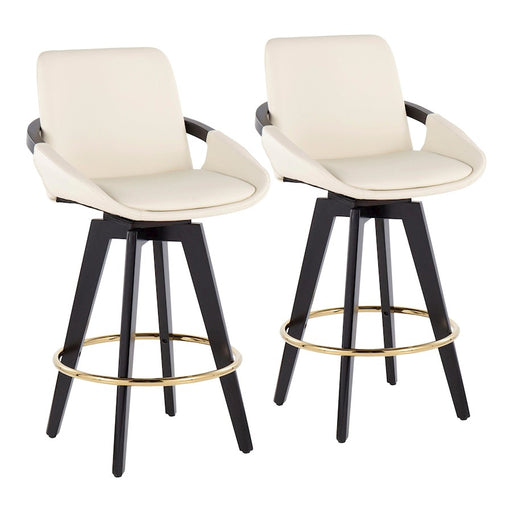 LumiSource Cosmo Counter Stool, Set/2, Black/Gold/Cream - B26-COSMO2-SWVGBKCR2