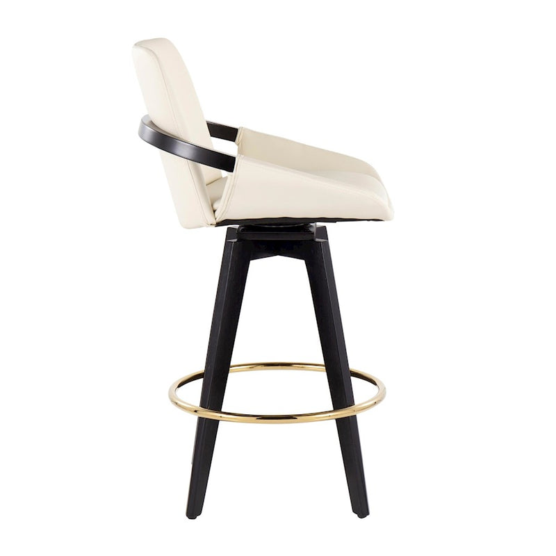 LumiSource Cosmo Counter Stool, Set of 2, Black/Gold/Cream