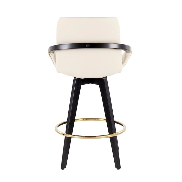 LumiSource Cosmo Counter Stool, Set of 2, Black/Gold/Cream