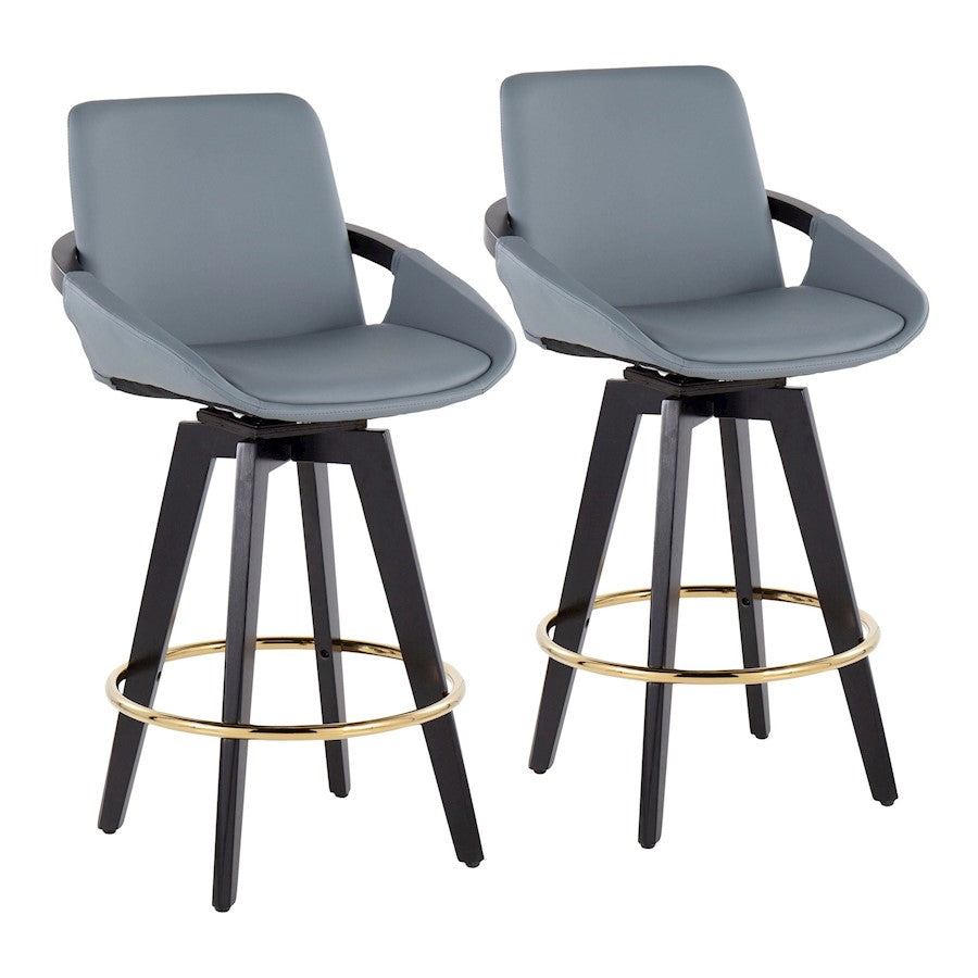 LumiSource Cosmo Counter Stool, Set of 2, Black/Gold/Grey - B26-COSMO2-SWVGBKGY2