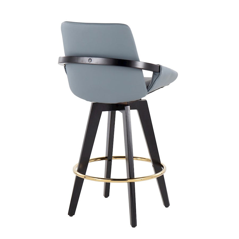 LumiSource Cosmo Counter Stool, Set of 2, Black/Gold/Grey