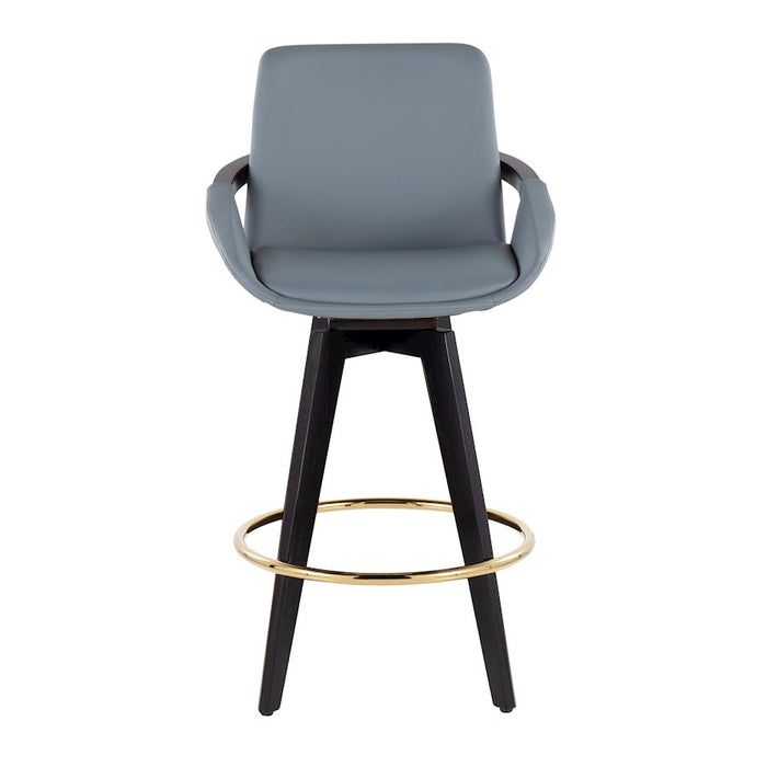 LumiSource Cosmo Counter Stool, Set of 2, Black/Gold/Grey