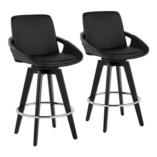 LumiSource Cosmo Counter Stool, Set of 2, Black/Chrome - B26-COSMO2-SWVRBKBK2