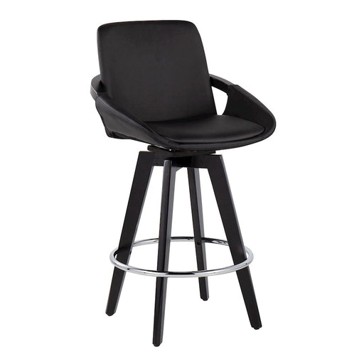 LumiSource Cosmo Counter Stool, Set of 2, Black/Chrome