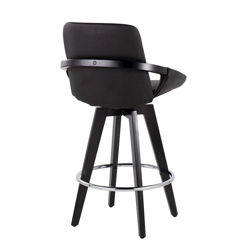 LumiSource Cosmo Counter Stool, Set of 2, Black/Chrome