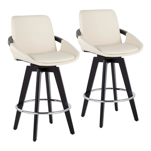 LumiSource Cosmo Counter Stool, Set/2, Black/Chrome/Cream - B26-COSMO2-SWVRBKCR2