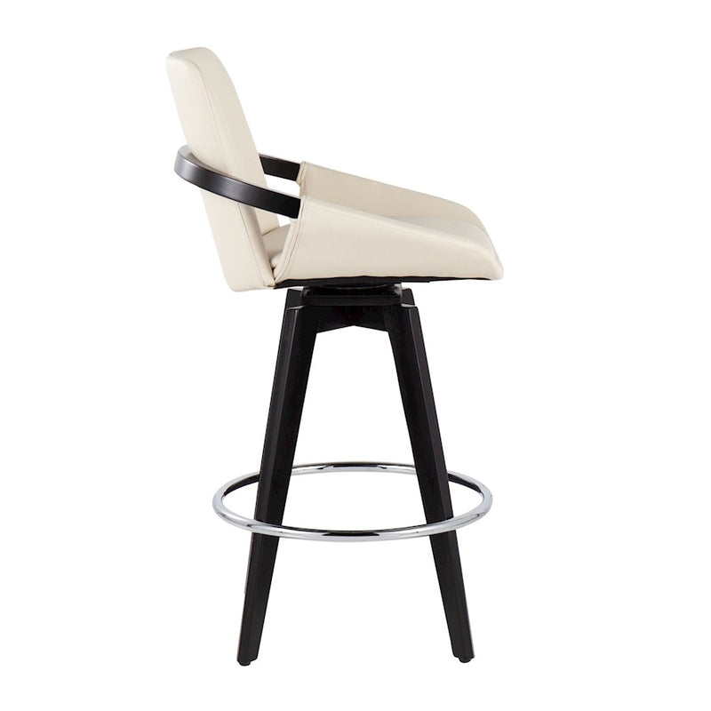 LumiSource Cosmo Counter Stool, Set of 2, Black/Chrome/Cream